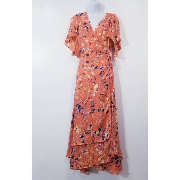 Haute Hippie Women size Medium Tribe Floral Wrap Maxi Dress - Picture 11 of 13